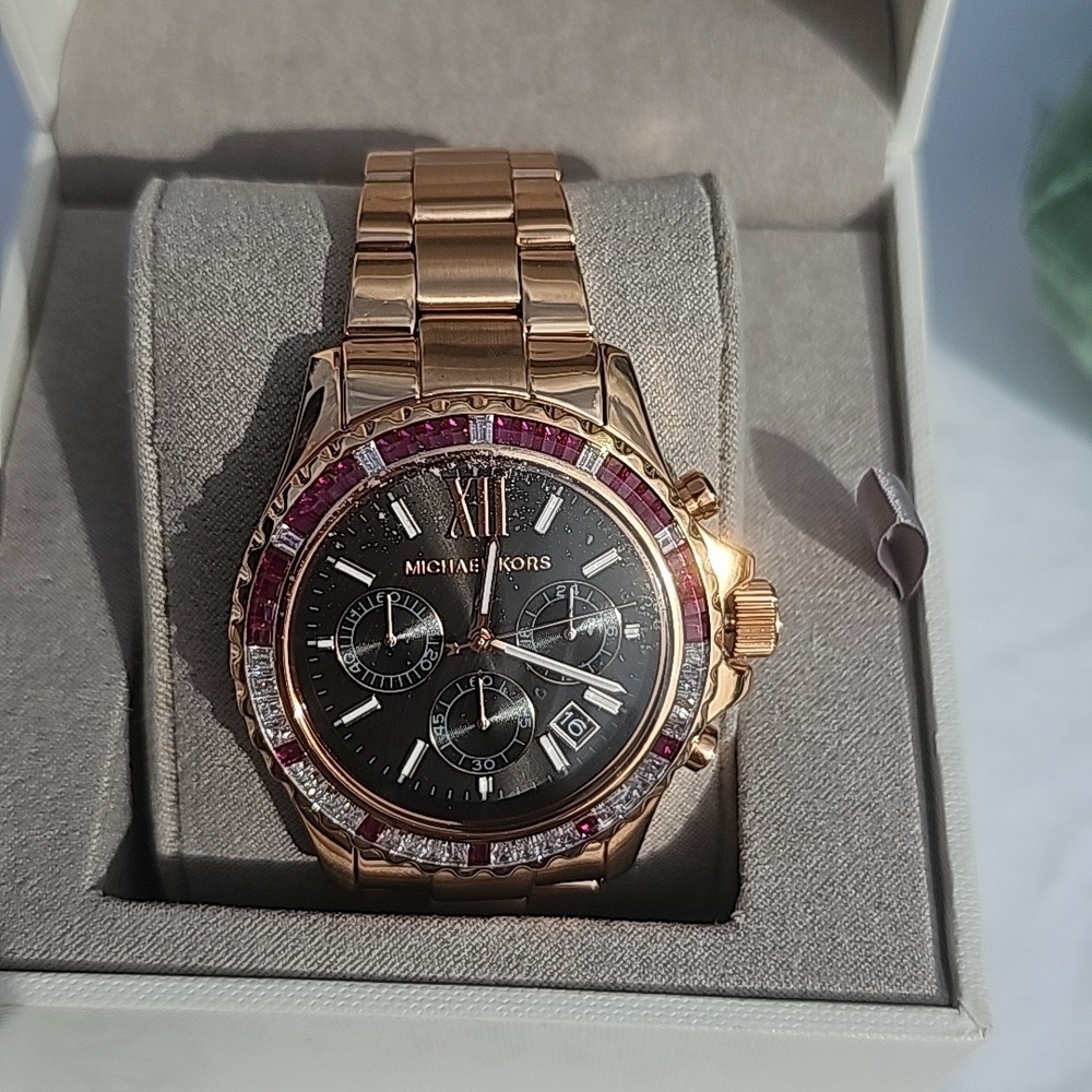 NWT MICHAEL KORS OVERSIZED EVEREST ROSE GOLD 42mm WATCH - Picture 2 of 5
